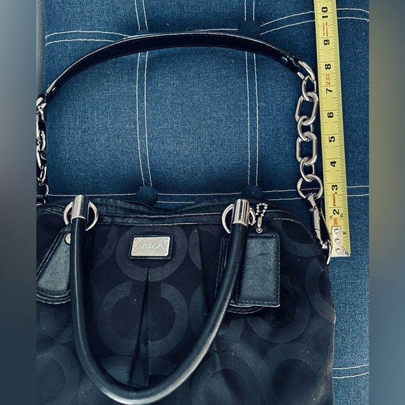 Coach Shoulder / Satchel Bag with handles Black Canvas Leather  - Modern C Logo - Picture 13 of 15
